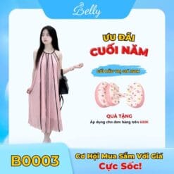 Váy Yếm Midi Xếp Ly Phong Cách Bánh Bèo 2 Lớp Vải Mát Mẻ