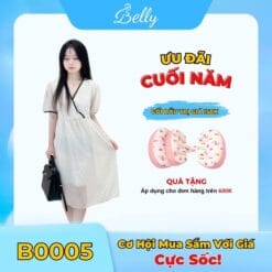 Đầm Midi Dáng Suông Chấm Bi Nhỏ Thanh Lịch