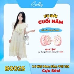 Đầm Bầu Maxi Cổ Bèo Belly Chất Liệu Cao Cấp, Thoáng Mát