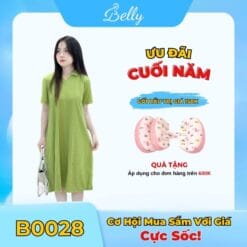 Đầm Bầu Suông Trơn Cổ Sơ Mi Belly Chất Liệu Thoáng Mát