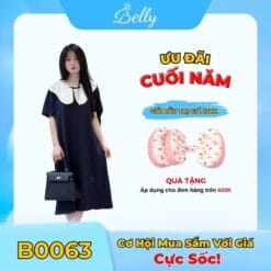 Váy Bầu Công Sở Kết Hợp Cổ Bèo Có Cúc Đóng